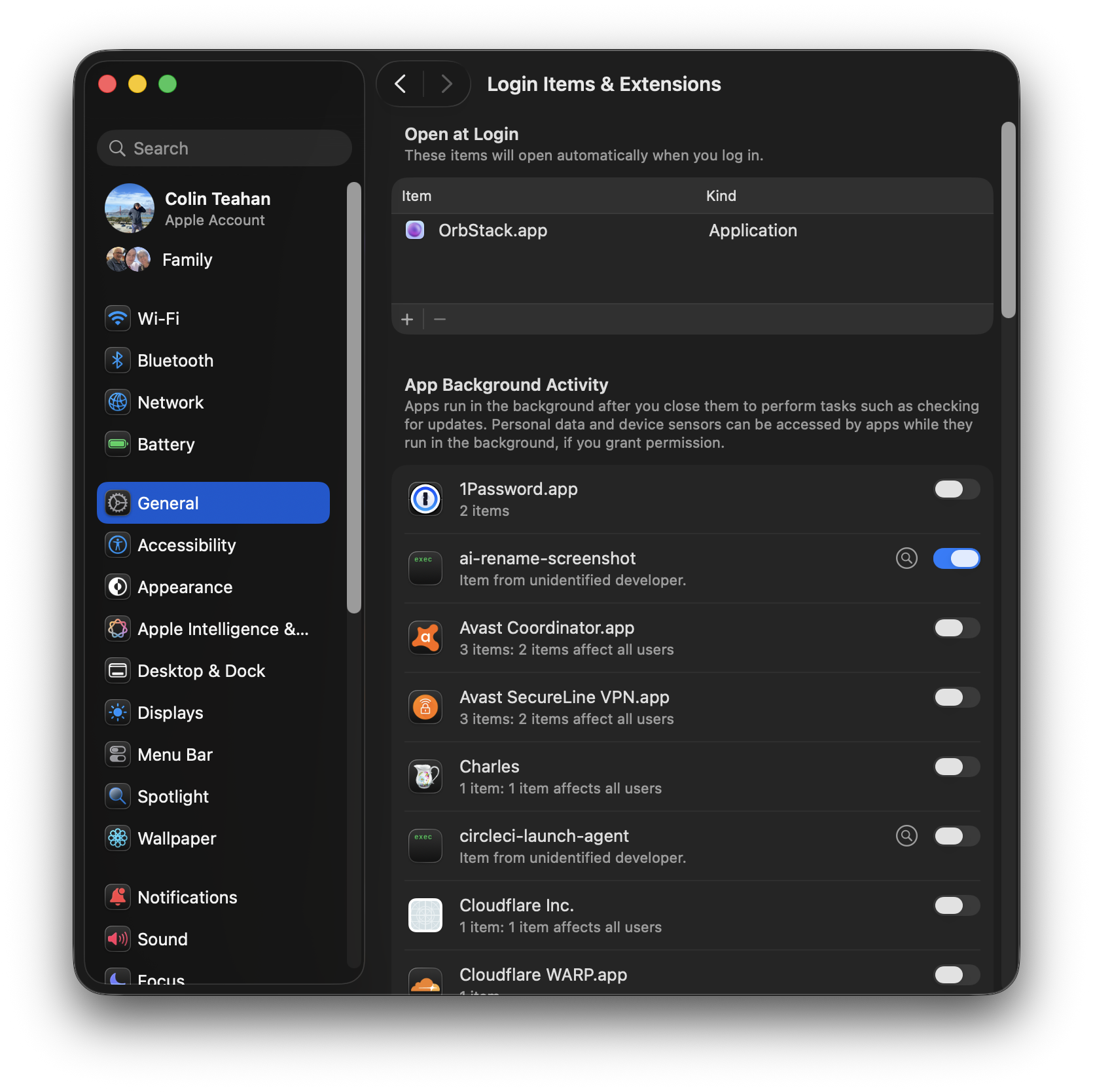 System settings preferences